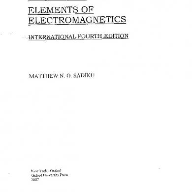 Elements Of Electromagnetics Sadiku 4th Edition Pdf